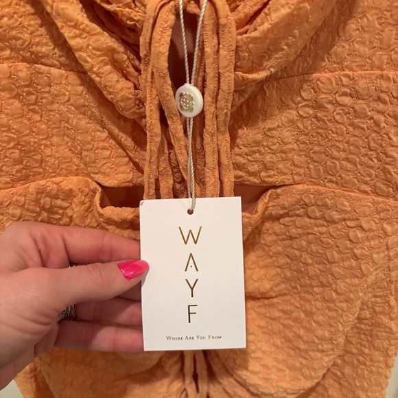 Wayf Iris Ruffle Hem Dress Women's Size Small NWT Tangerine Revolve - Picture 8 of 15